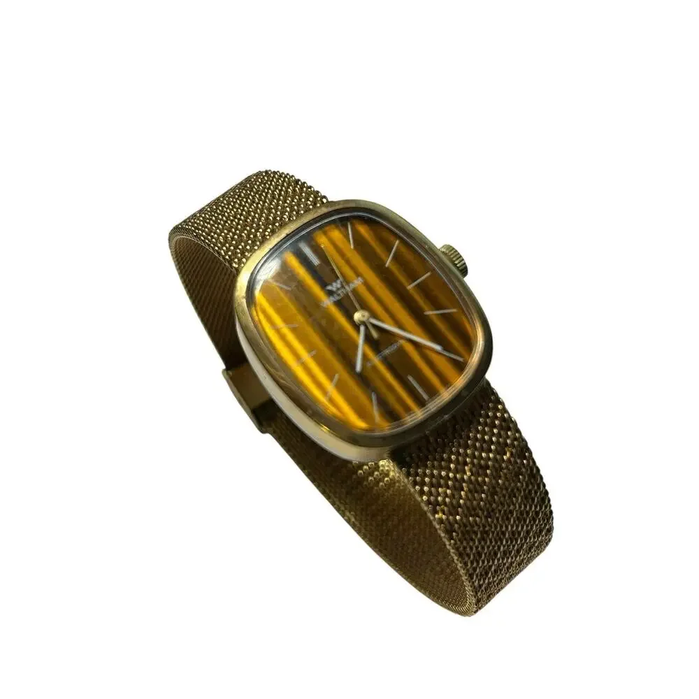 Vintage Waltham Watch Women Electrodyne Gold Tone Mesh Band Manual Wind